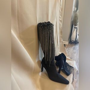 Casadei stretch boot with tassels
